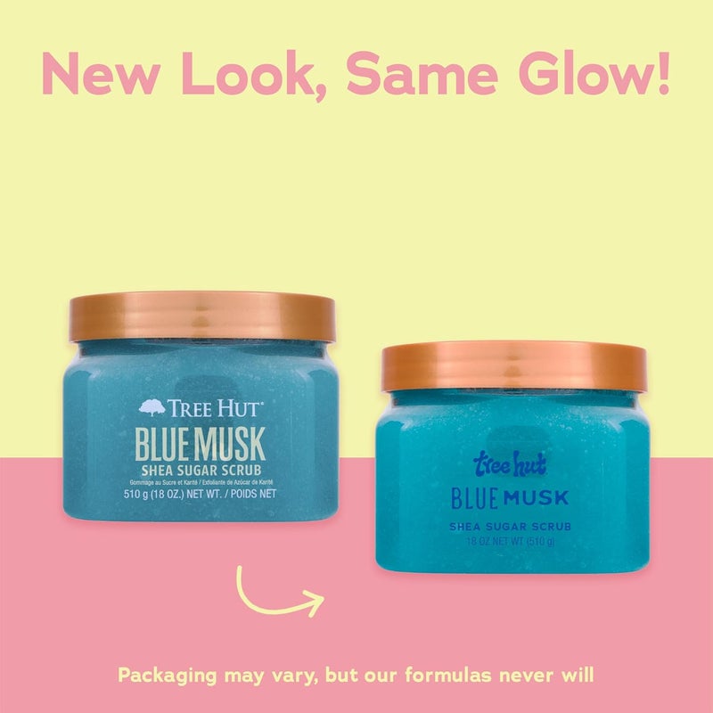 Treehut Blue Musk Shea Sugar Scrub, Exfoliating, Hydrating & Moisturizing Body Scrub with Shea Butter & Nourishing Essential Oils, Smooth & Soften Skin, 18 oz - Image 2